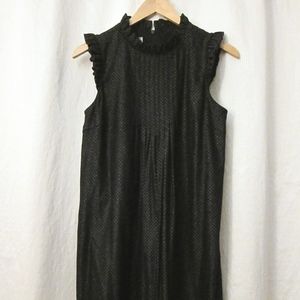 Tibi Ruffled Black Charcoal Grey Sleeveless Dress